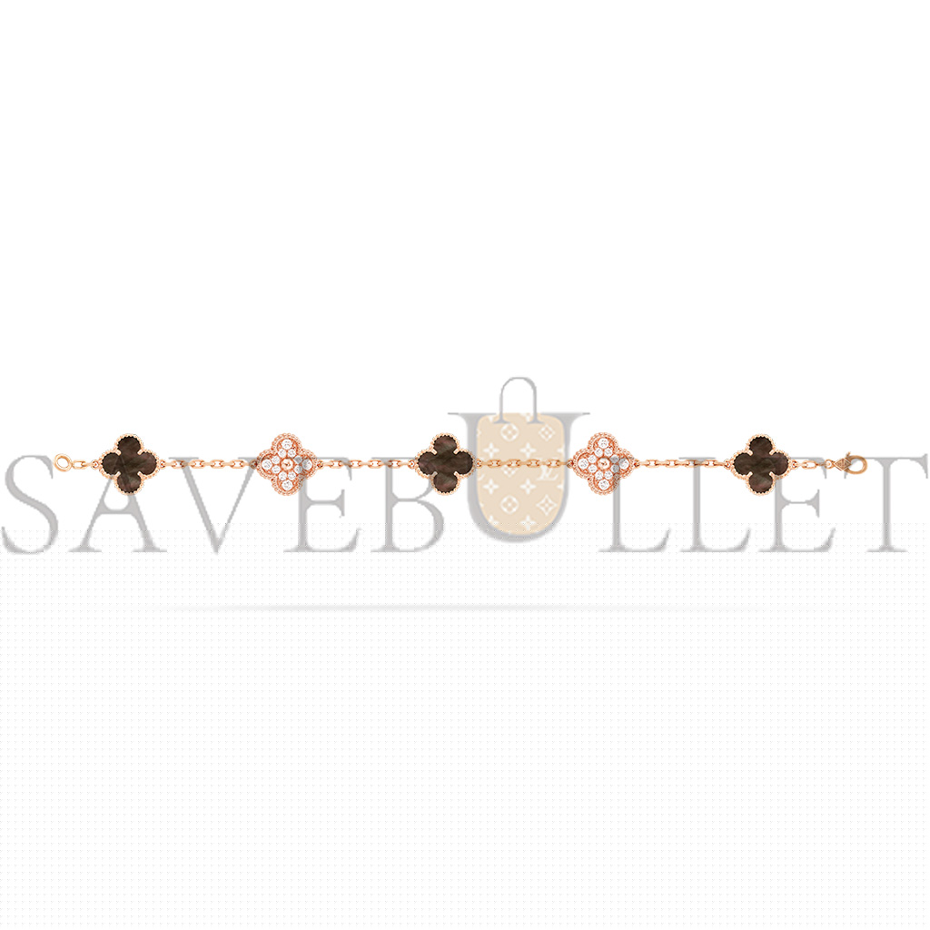 v*n cl*f arpels vintage alhambra bracelet, 5 motifs - rose gold, Di*m*nd, mother-of-pearl  vcarp2r100